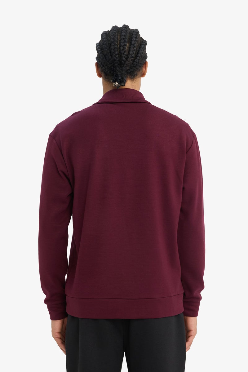 DeFacto Red Man Standard Fit Polo Collar Modal Sports Sweatshirt Casual - Image 5